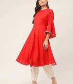 Red  Cotton Women Kurta & Kurtis