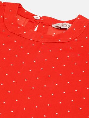 Red  Cotton Women Kurta & Kurtis 3