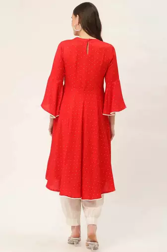 Red  Cotton Women Kurta & Kurtis