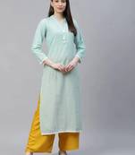 Blue Printed Cotton Women Kurta & Kurtis