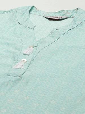 Blue Printed Cotton Women Kurta & Kurtis 2