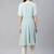 Turquoise Woven Design Jacquard Women Kurta & Kurtis