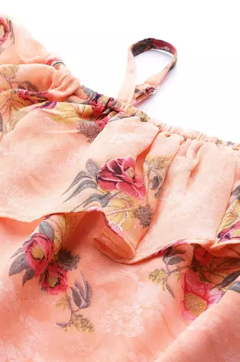 Peach Printed Georgette Women Kurta & Kurtis