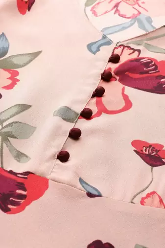 Peach Printed Polyester Women Kurta & Kurtis