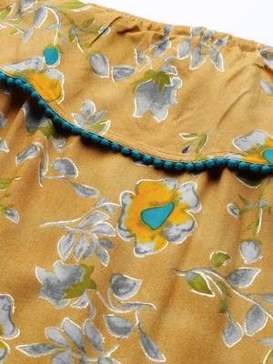 Mustard Printed Viscose rayon Women Kurta & Kurtis 2