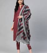 Maroon Solid Cotton Women Kurta set