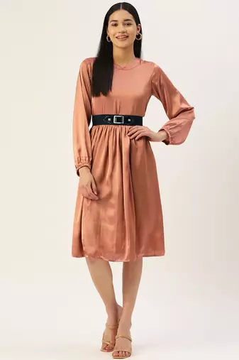 Peach  Satin Dress