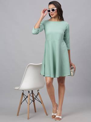 Green  Polyester Dress 4