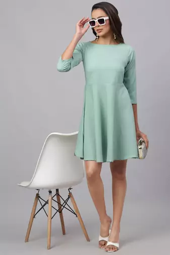 Green  Polyester Dress
