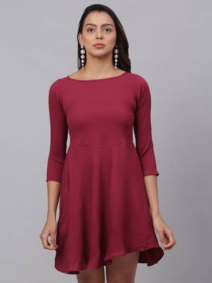 Maroon  Polyester Dress 1