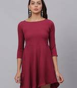 Maroon  Polyester Dress