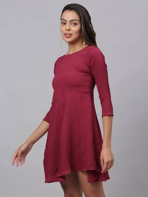 Maroon  Polyester Dress 2