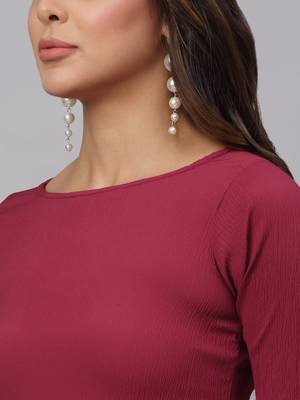 Maroon  Polyester Dress 3
