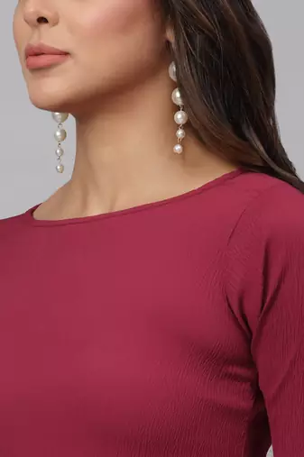 Maroon  Polyester Dress