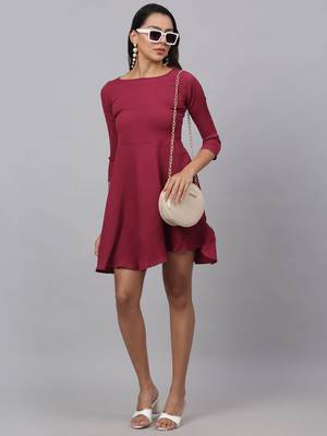 Maroon  Polyester Dress 4