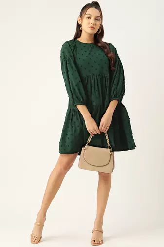 Green  Georgette Dress