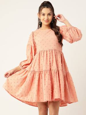 Peach  Georgette Dress 1