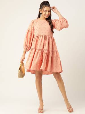 Peach  Georgette Dress 4