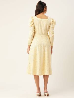 Yellow Printed Crepe Dress 3