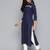 Navy Blue Embroidered Viscose rayon Kurti