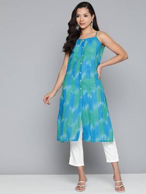 Blue Printed Cotton Kurti 1