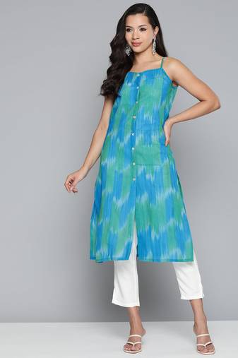 Blue Printed Cotton Kurti