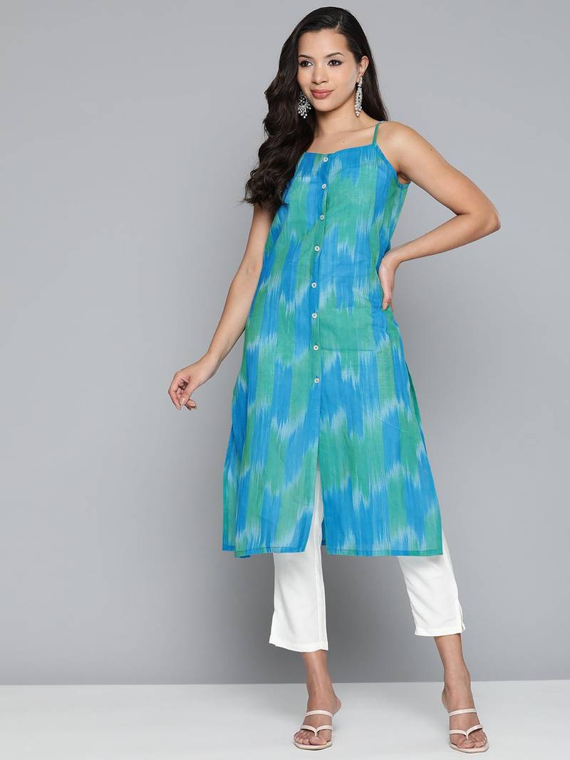 Blue Printed Cotton Kurti