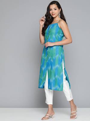 Blue Printed Cotton Kurti 3