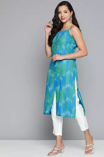 Blue Printed Cotton Kurti