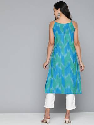 Blue Printed Cotton Kurti 4