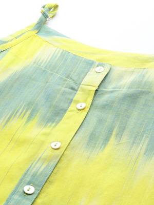 Yellow Printed Cotton Kurti 2