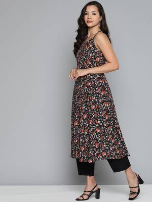 Black Printed Georgette Kurti 3