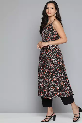 Black Printed Georgette Kurti