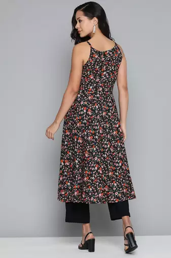 Black Printed Georgette Kurti