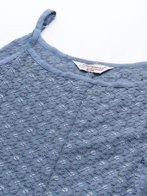 Grey Embroidered Rayon Dress 2