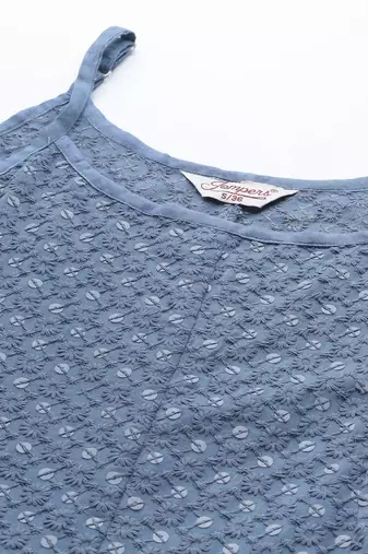 Grey Embroidered Rayon Dress