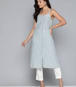 Blue Printed Cotton blend Kurti