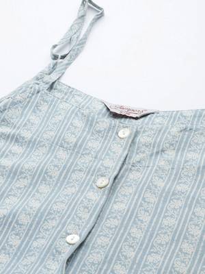Blue Printed Cotton blend Kurti 2