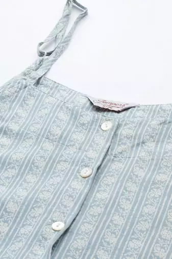 Blue Printed Cotton blend Kurti