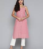 Red Printed Cotton blend Kurti