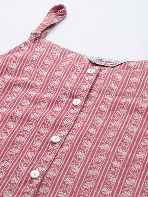 Red Printed Cotton blend Kurti 2