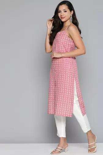 Red Printed Cotton blend Kurti