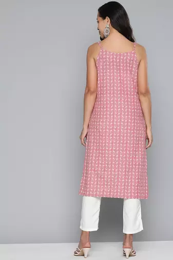 Red Printed Cotton blend Kurti