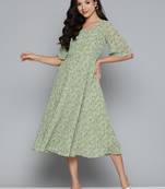 Green Printed Georgette Dress