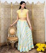 Yellow & White Embroidered Lehenga Set