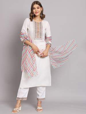   women kurta and trousers pant set cotton blend 1