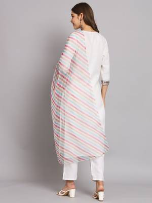   women kurta and trousers pant set cotton blend 2