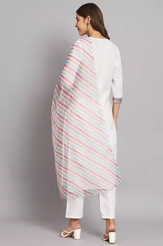   women kurta and trousers pant set cotton blend