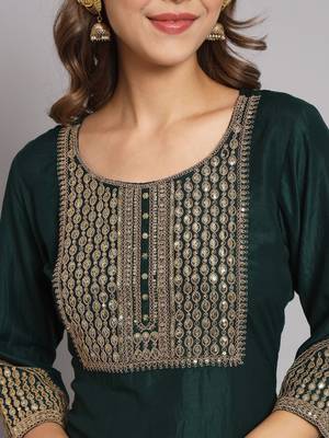   women kurta and trousers pant set silk blend 3