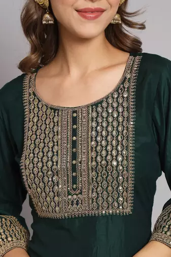   women kurta and trousers pant set silk blend